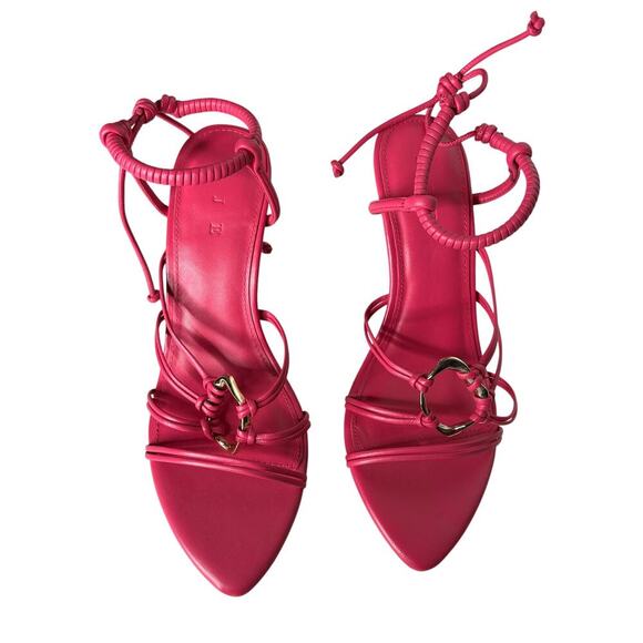 Aje Mirage Leather Strappy Heel Rouge Pink Size 8 - Picture 8 of 10